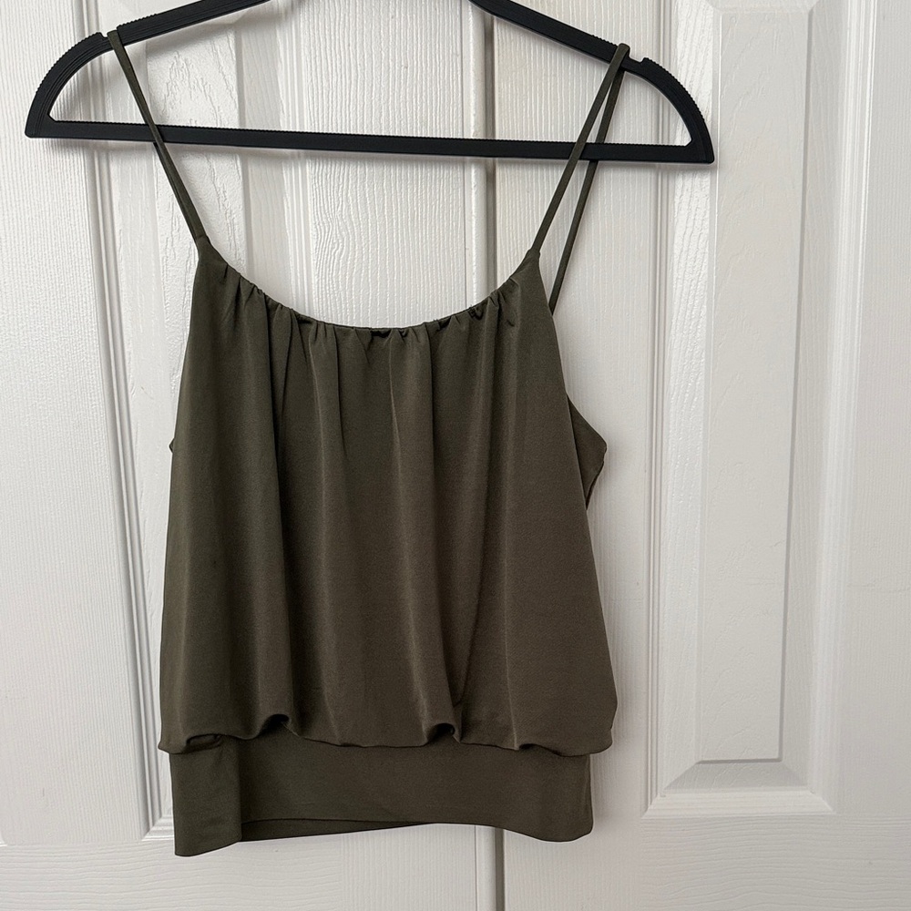 Layered Olive Green Spaghetti Strap Camisole